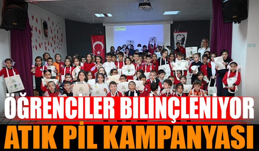 Öğrencilerle Atık Pil Toplama Kampanyasına Devam Ediyor