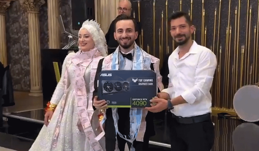 DÜĞÜNDE SÜRPRİZ TAKI: DAMADA ALTIN YERİNE "RTX 4090 EKRAN KARTI" TAKILDI!
