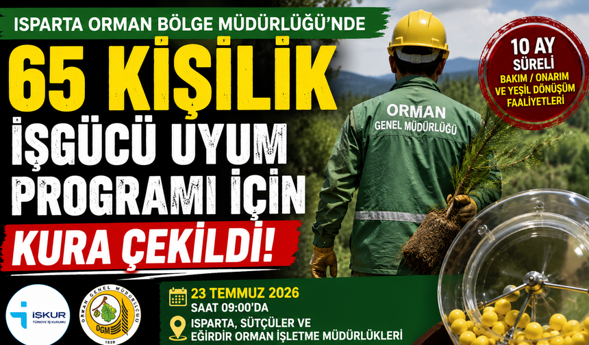 Isparta Orman Bölge Müdürlüğü'nde 65 Kişilik İşgücü Uyum Programı İçin Kura Çekildi