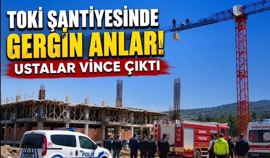 TOKİ Şantiyesinde Gergin Anlar! Ustalar Vince Çıktı