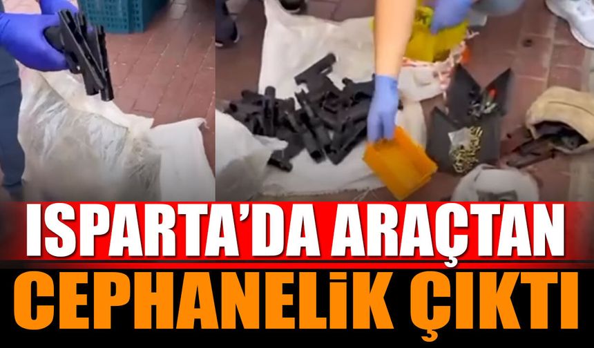Isparta’da araçtan cephanelik çıktı (Video haber)