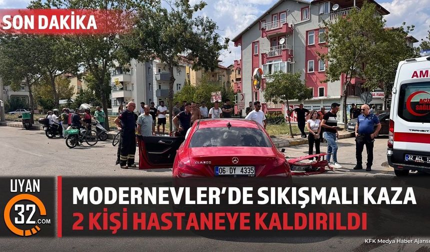 Modernevler'de Sıkışmalı Kaza: 2 Kişi Hastaneye Kaldırıldı