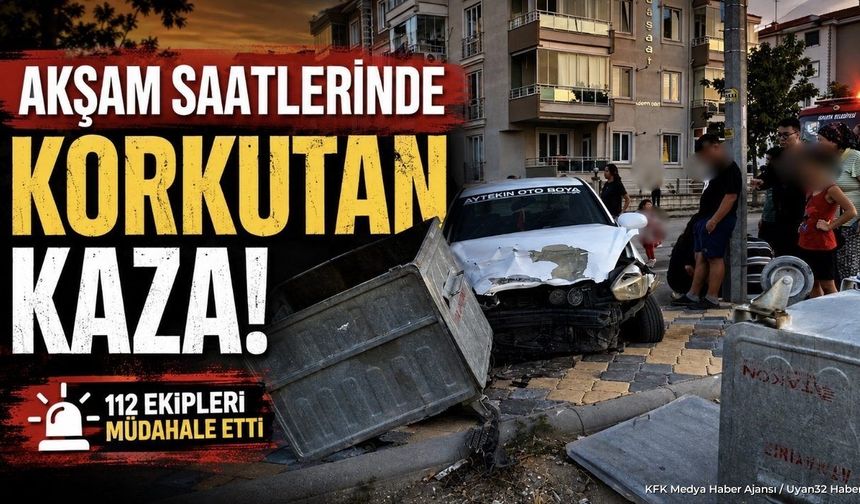 Davraz Mahallesi'nde Korkutan Kaza: Çarpmayla Çöp Konteyneri Bile Devrildi!