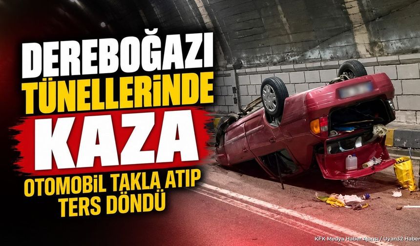 DEREBOĞAZI'NDA OTOMOBİL TAKLA ATTI