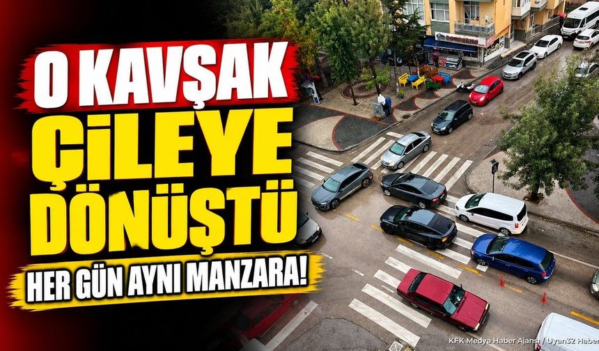 KARAAĞAÇ'TA KAVŞAK TRAFİĞİ KİLİTLENDİ