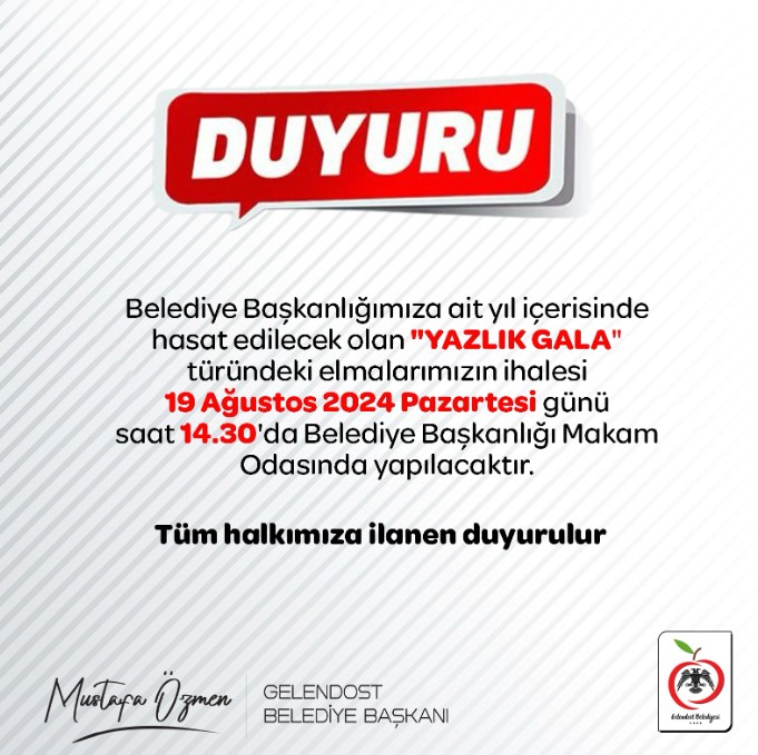 Duyuru Gelendost Belediyesi