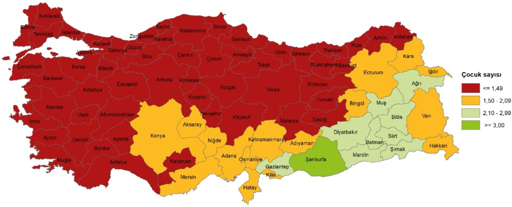 Illere Gore Toplam Dogurganlik Hizi