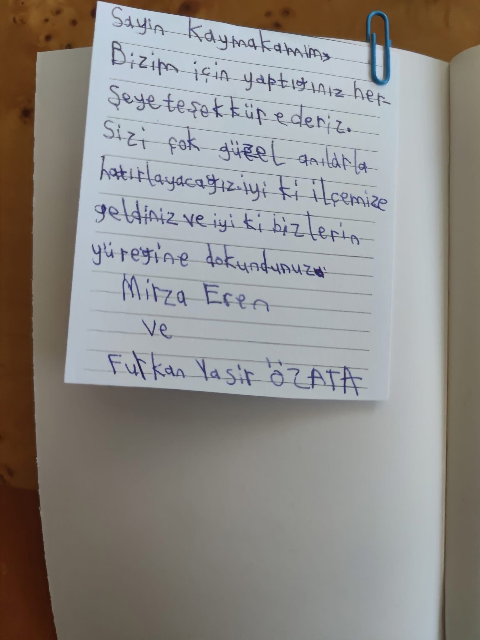 Mirza Eren’in Yazdığı Not