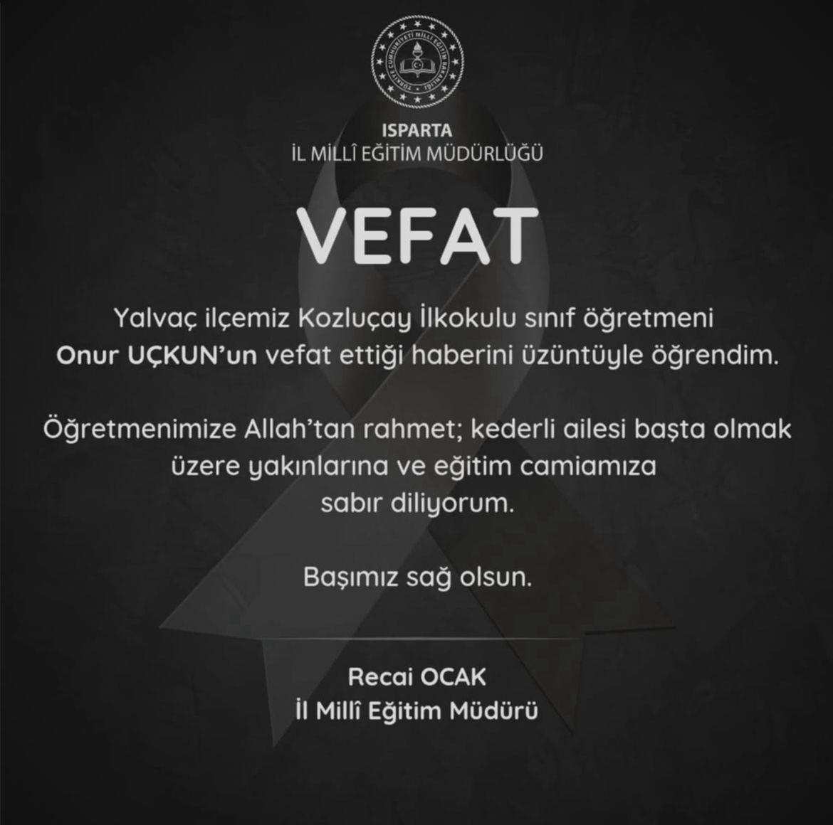 Recai Ocaktan Taziye Mesajı Görsel