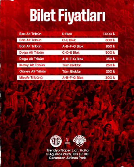 Antspor Bi̇let Fi̇yatlari