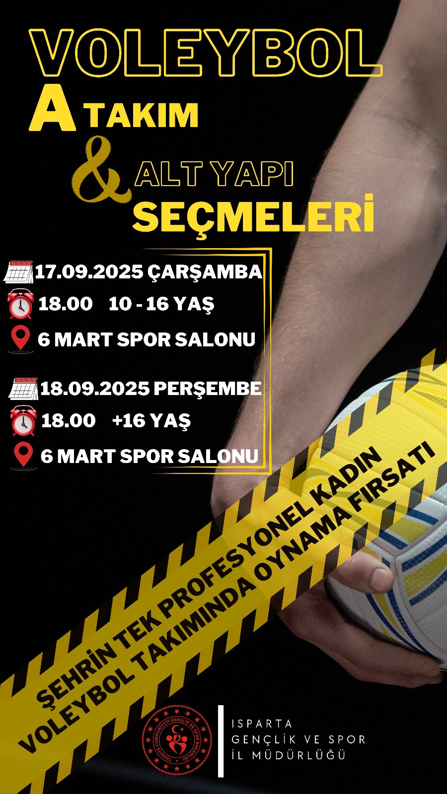 Isparta’da Voleybol Seçmeleri Başlıyor