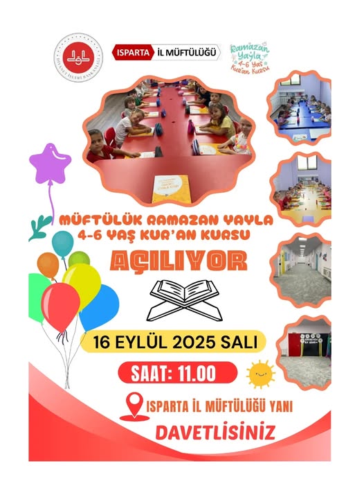 Isparta Müftülüğü 4-6 Yaş Kur’an Kursu Açıyor