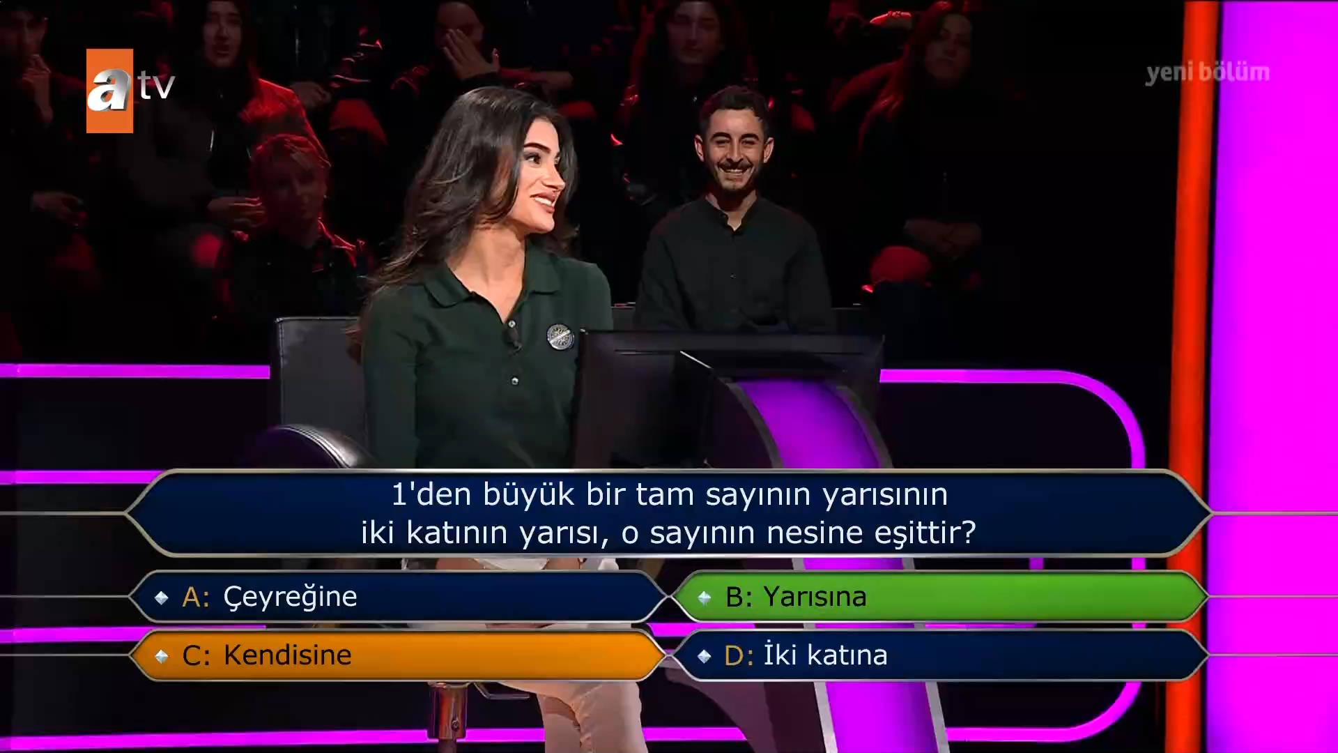 1Den Buyuk Bir Tam Sayinin Yarisinin Iki Katinin Yarisi O Sayinin Nesine Esittir