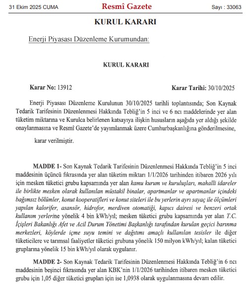 Resmi Gazete Ekran Goruntusu