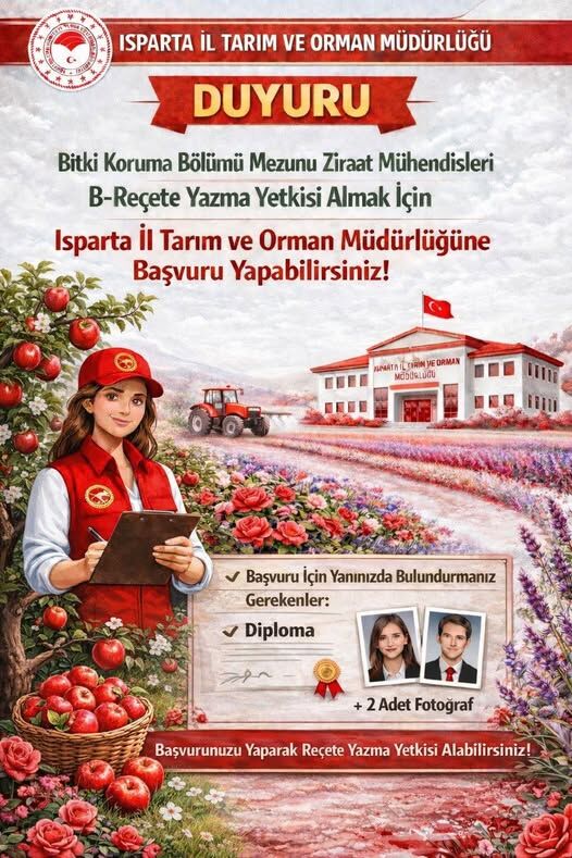 Isparta’da Ziraat Mühendisleri İçin B Reçete Yetkilendirme Başvurusu Başladı