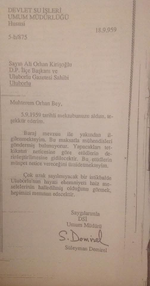 Suleyman Demirel Mektup-1