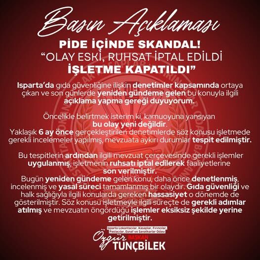 Isparta’da Gıda Skandalı Tartışmasına Net Cevap