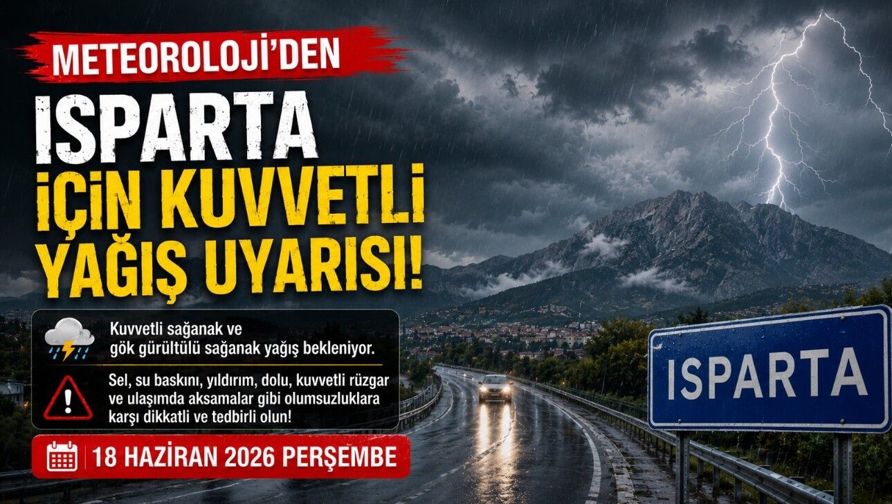 Meteoroloji'den Isparta İçin Kuvvetli Yağış Uyarısı