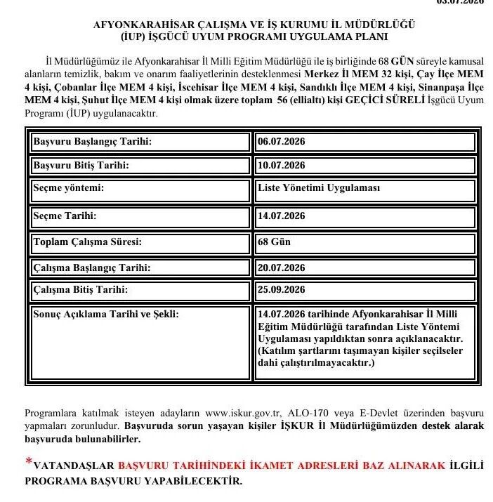 Afyon Iş Gücü Uyum Programı