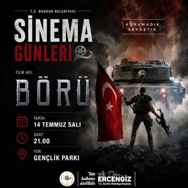 Burdur'da 15 Temmuz'a Özel Açık Hava Sinemas