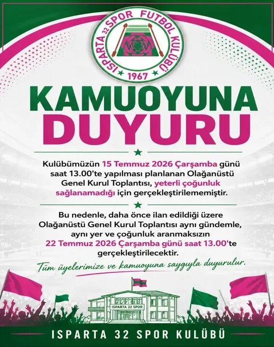 Isparta 32 Spor Üyeleri 22 Temmuz'da Sandık Başına Gidecek