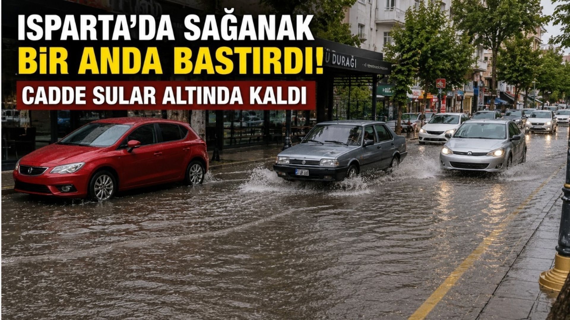 Isparta'da Şiddetli Yağış Trafiği Felç Etti
