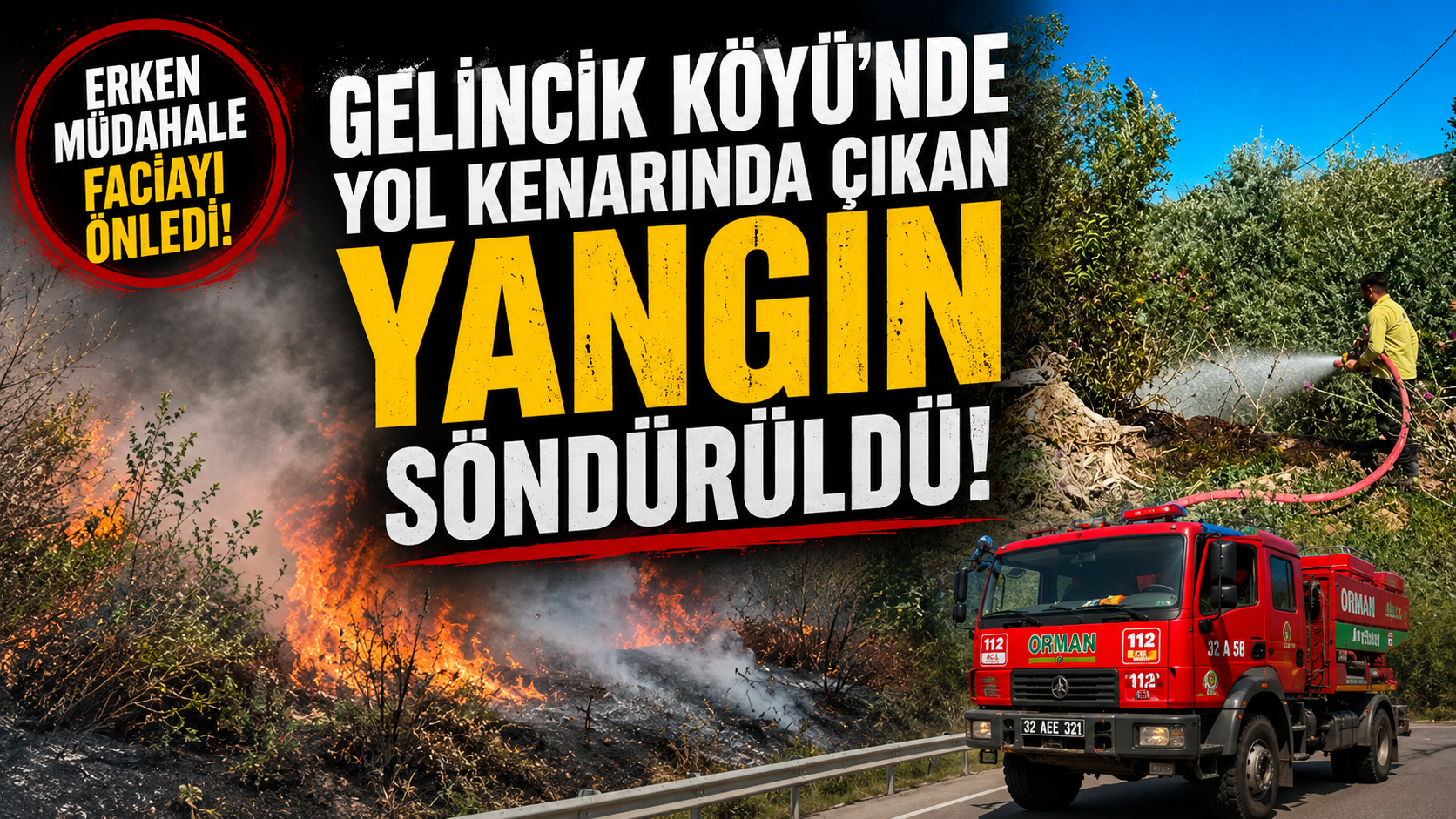 Yol Kenarında Çıkan Yangın Erken Müdahaleyle Söndürüldü