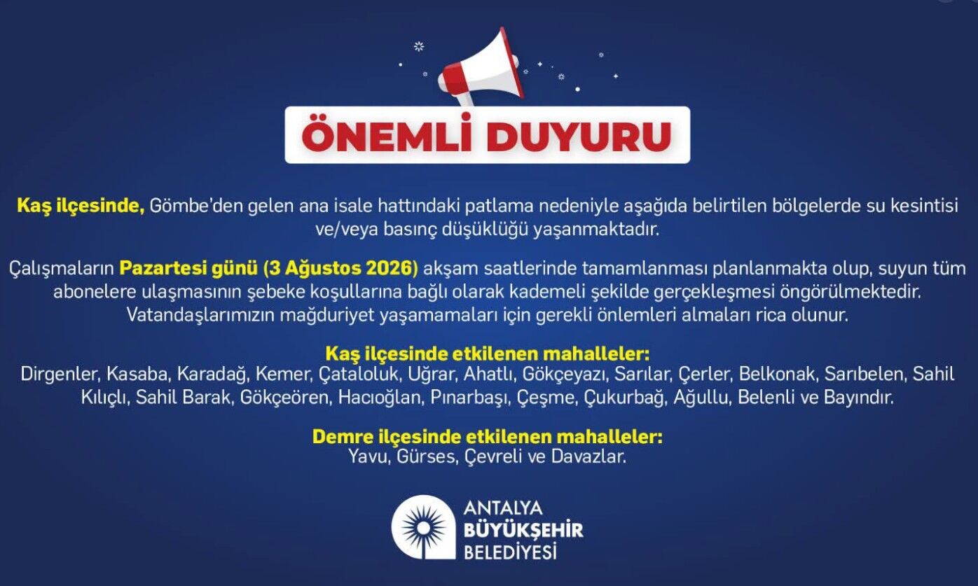 Antwalyada Su Kesintisi Yaşanacak