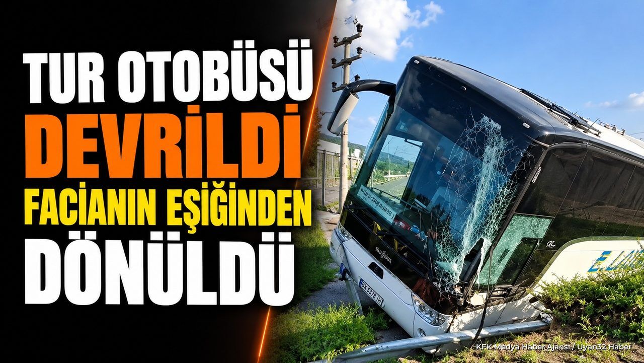 Bucak'ta Tur Otobüsü Devrildi: 34 Kişi Kazayı Yara Almadan Atlattı