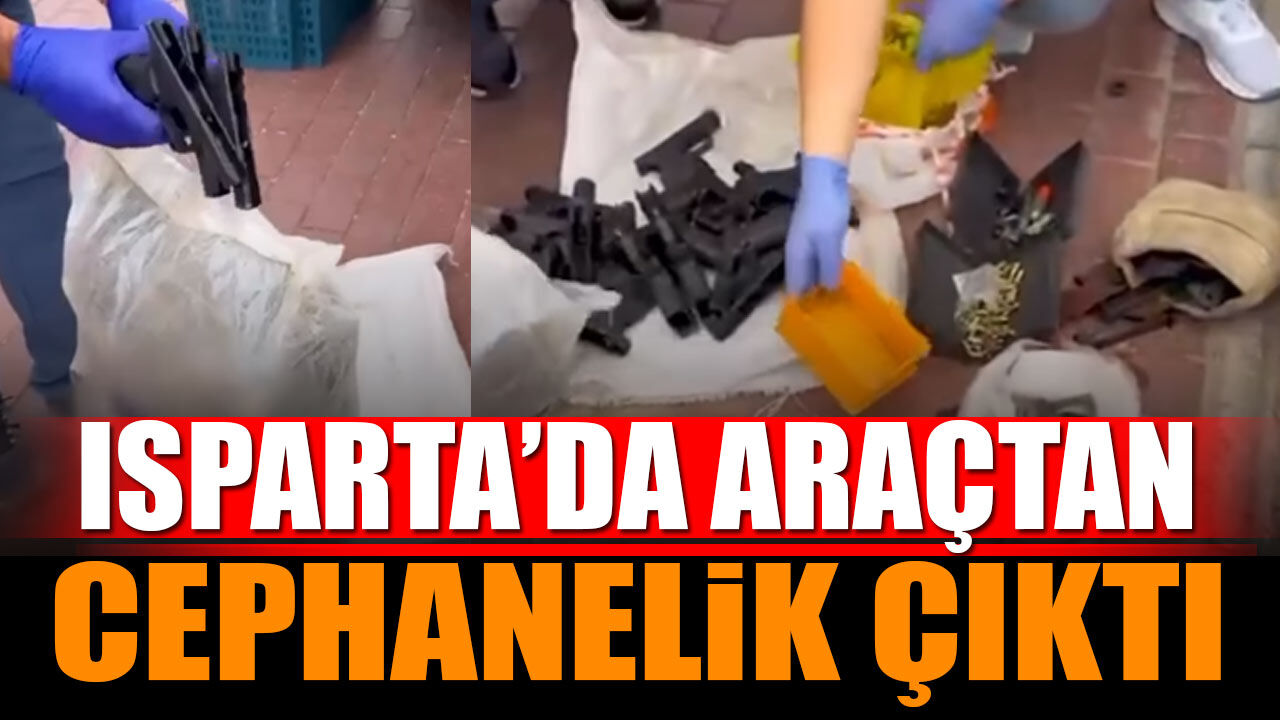 Isparta’da araçtan cephanelik çıktı (Video haber)