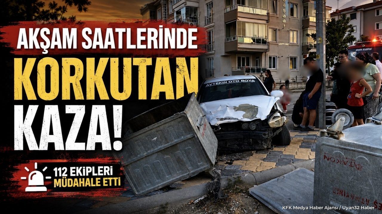 Davraz Mahallesi'nde Korkutan Kaza: Çarpmayla Çöp Konteyneri Bile Devrildi!