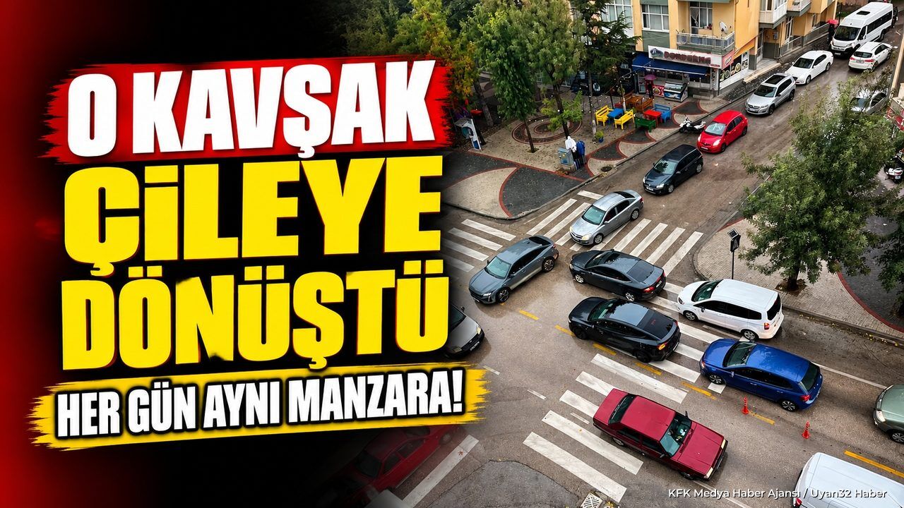 KARAAĞAÇ'TA KAVŞAK TRAFİĞİ KİLİTLENDİ